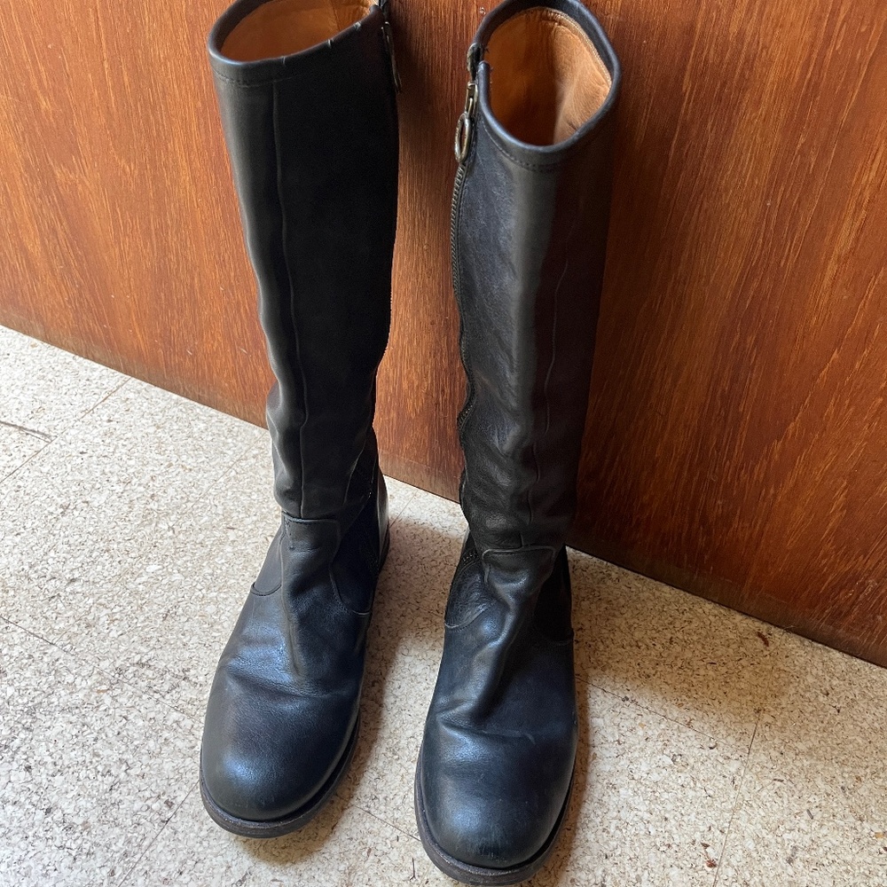 Fiorentini & Baker Black Full Zip Leather Riding Boots - Size 39